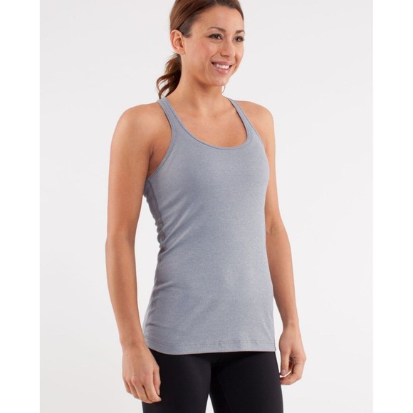 Lululemon Gray Cool Reversible Racerback Tank Contrast Stitch Reflective Logo 4 - Picture 2 of 7